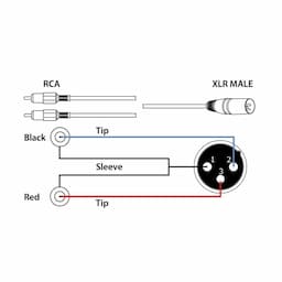 Audiokabel XLR - 2x tulp
