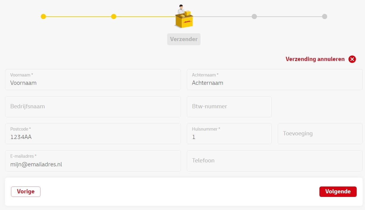 DHL Jouw gegevens