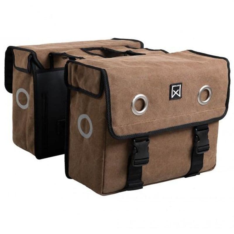 Dubbele canvas tas bruin 