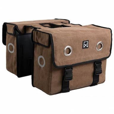 Dubbele canvas tas bruin 