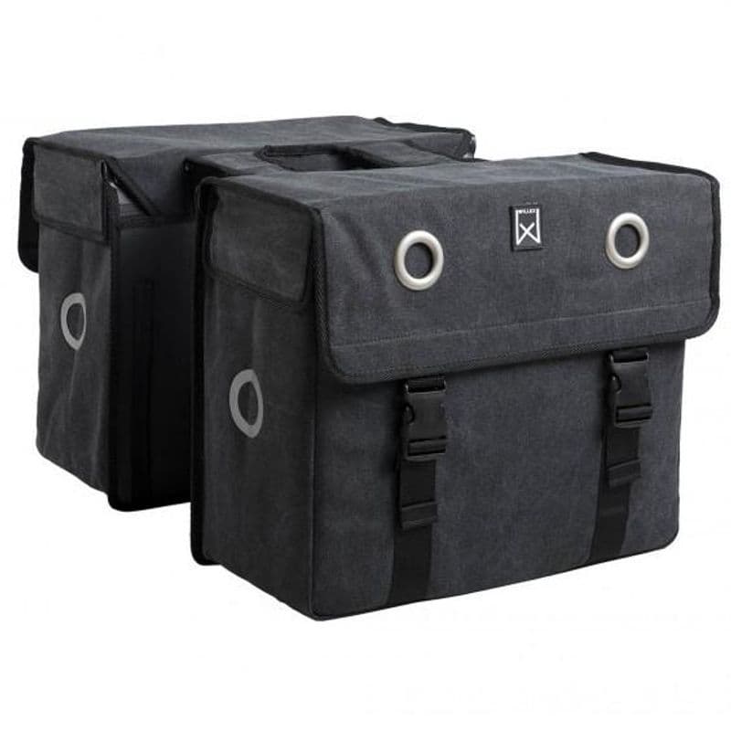 Dubbele canvas tas zwart