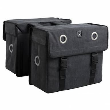 Dubbele canvas tas zwart
