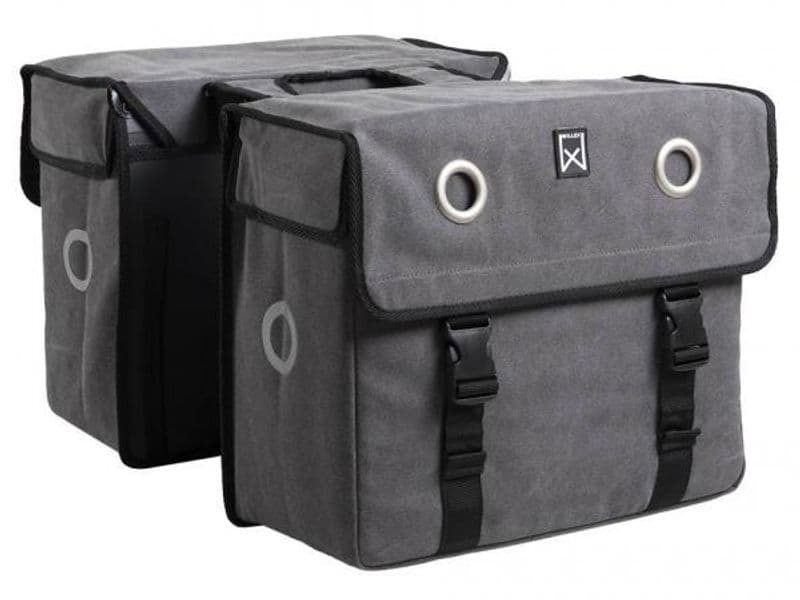 Dubbele canvas tas grijs