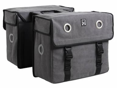 Dubbele canvas tas grijs