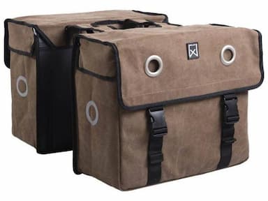 Dubbele canvas tas bruin