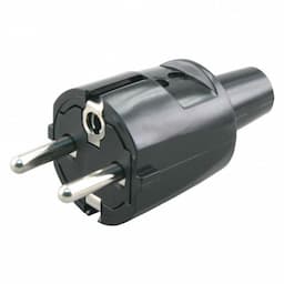 Stekker met randaarde en snoertule PVC zwart