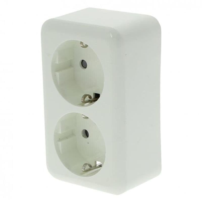 Opbouw contactdoos dubbel met randaarde