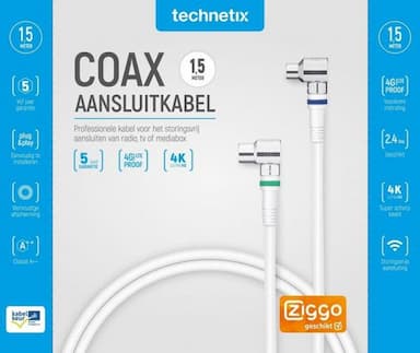 Coax aansluitkabel haaks