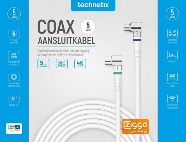 Coax aansluitkabel haaks