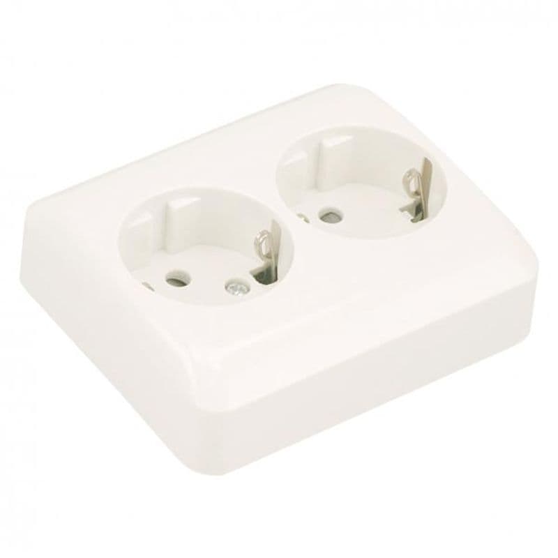 Inbouw contactdoos dubbel met randaarde
