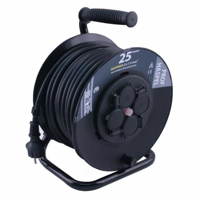 Kabelhaspel 4 voudig randaarde 25 meter snoer