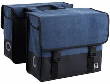 Dubbele canvas tas blauw/matzwart