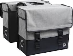 Dubbele canvas tas grijs/matzwart