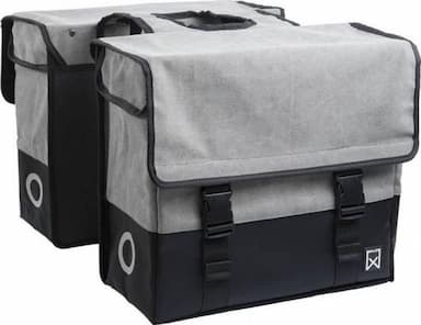 Dubbele canvas tas grijs/matzwart