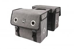 Dubbele canvas tas grijs 