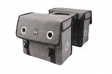 Dubbele canvas tas grijs 