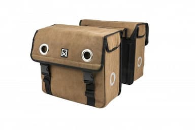 Dubbele canvas tas bruin