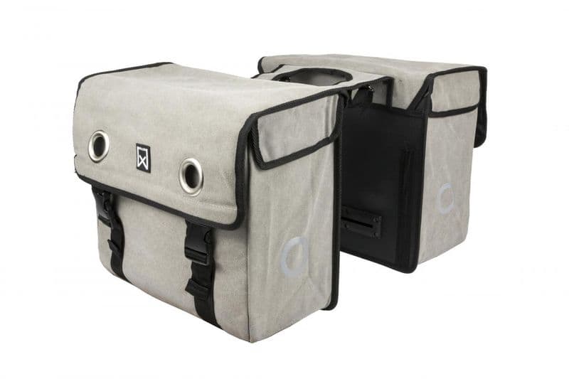 Dubbele canvas tas grijs 