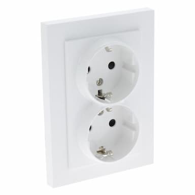 Inbouw contactdoos 2-v met randaarde wit