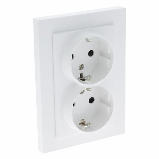 Inbouw contactdoos 2-v met randaarde wit