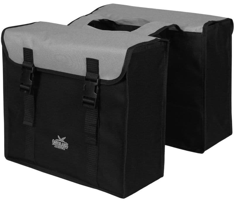 Dubbele Fietstas 34L (Zwart/Zilver)