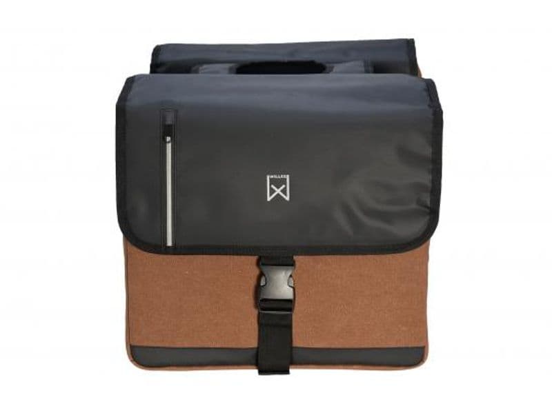 Dubbele canvas tas bruin/zwart business