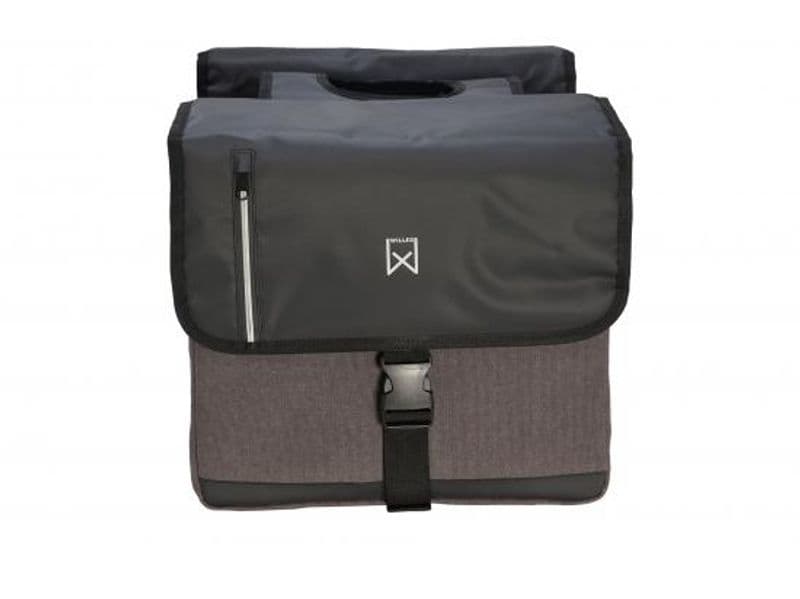 Dubbele canvas tas grijs/zwart business