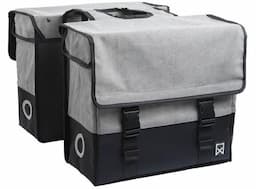 Dubbele canvas tas plus grijs/zwart