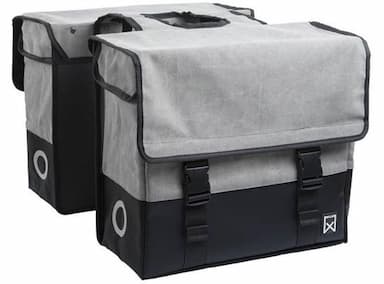 Dubbele canvas tas plus grijs/zwart