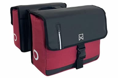 Dubbele canvas tas rood/zwart business