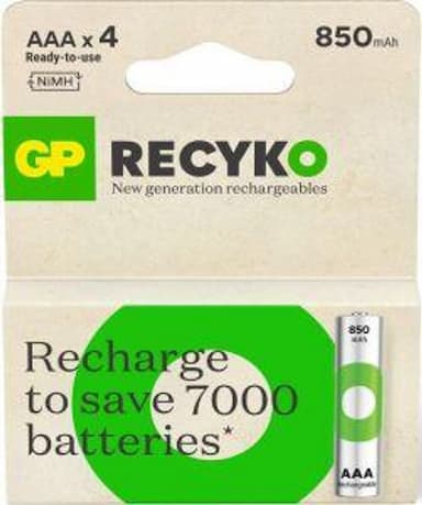 GP AAA Oplaadbaar 850mA NiMH (4x)