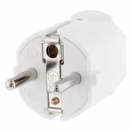 Stekker met randaarde en snoertule PVC wit