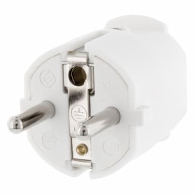 Stekker met randaarde en snoertule PVC wit