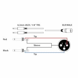 Audiokabel XLR - 2x Jack (6.3mm)